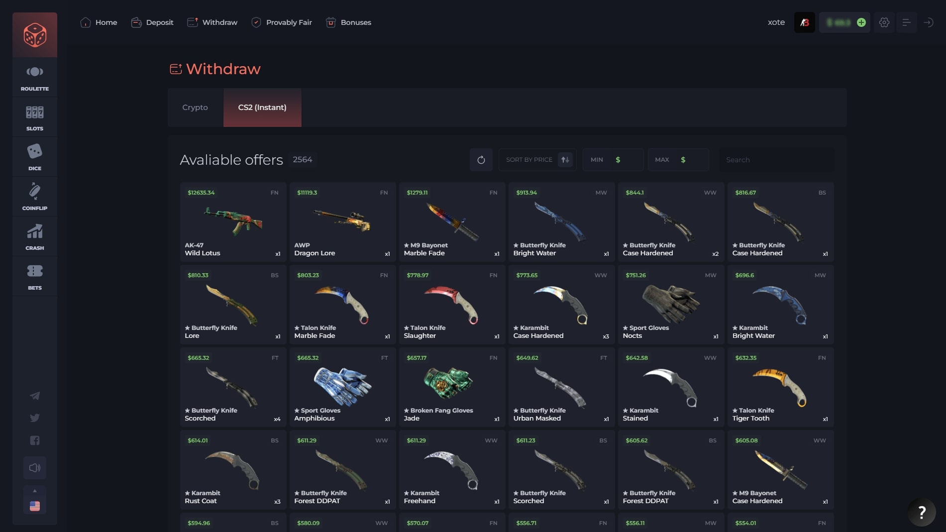 CSGOPolygon Skins Withdrawal ScreenShot