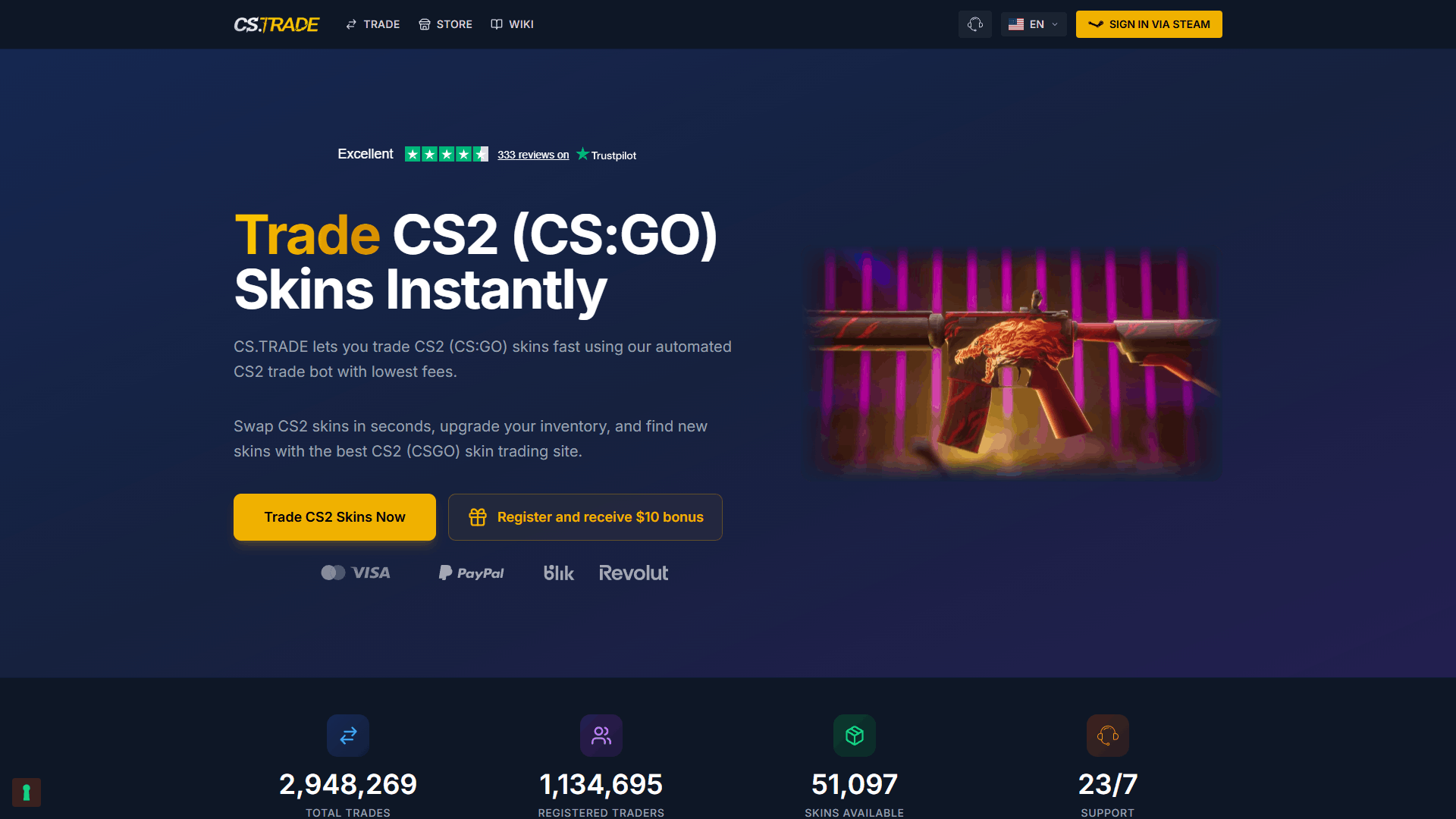CS.TRADE Main Page ScreenShot
