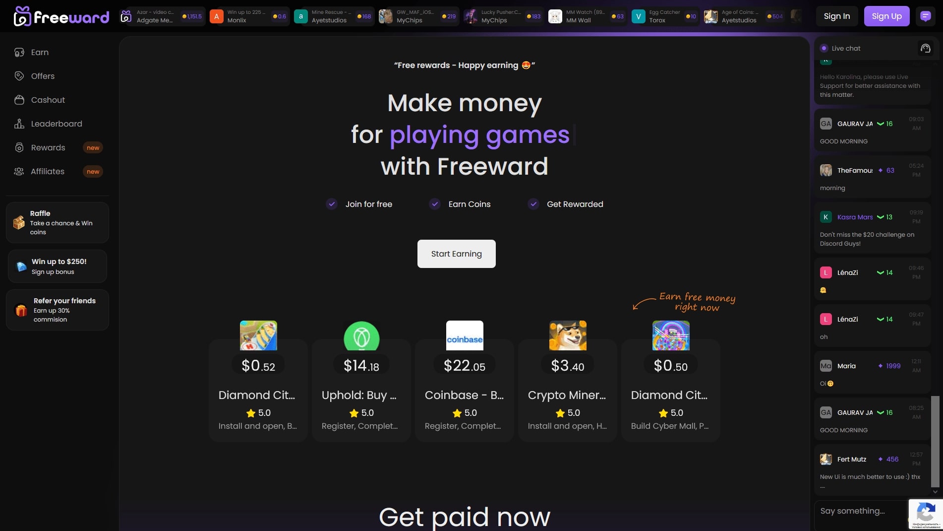 Freeward Main Page ScreenShot