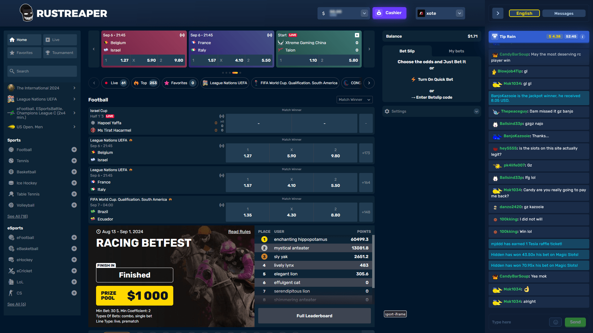 RustReaper Sports Betting ScreenShot