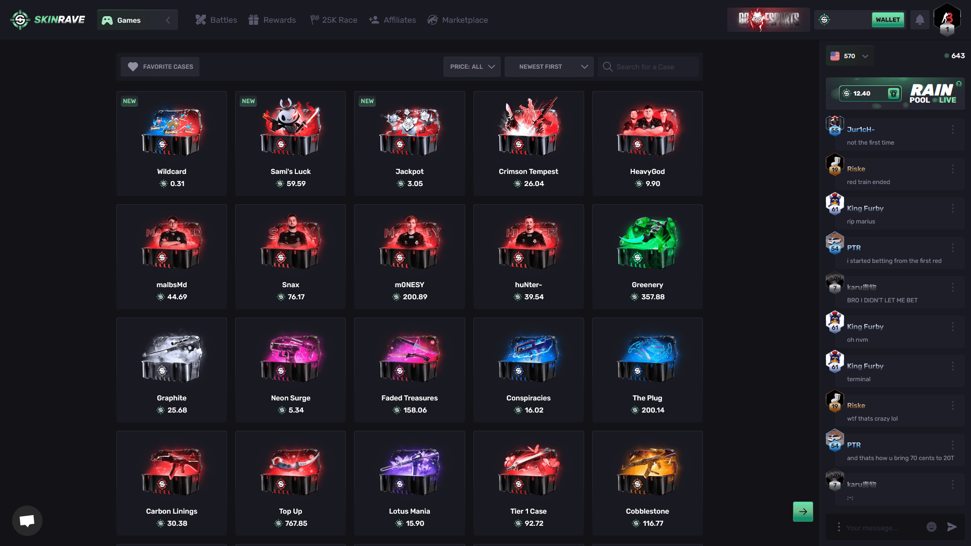 SkinRave.GG Cases List ScreenShot